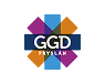Logo van GGD Fryslân met gekleurde ruiten op zwarte achtergrond.
